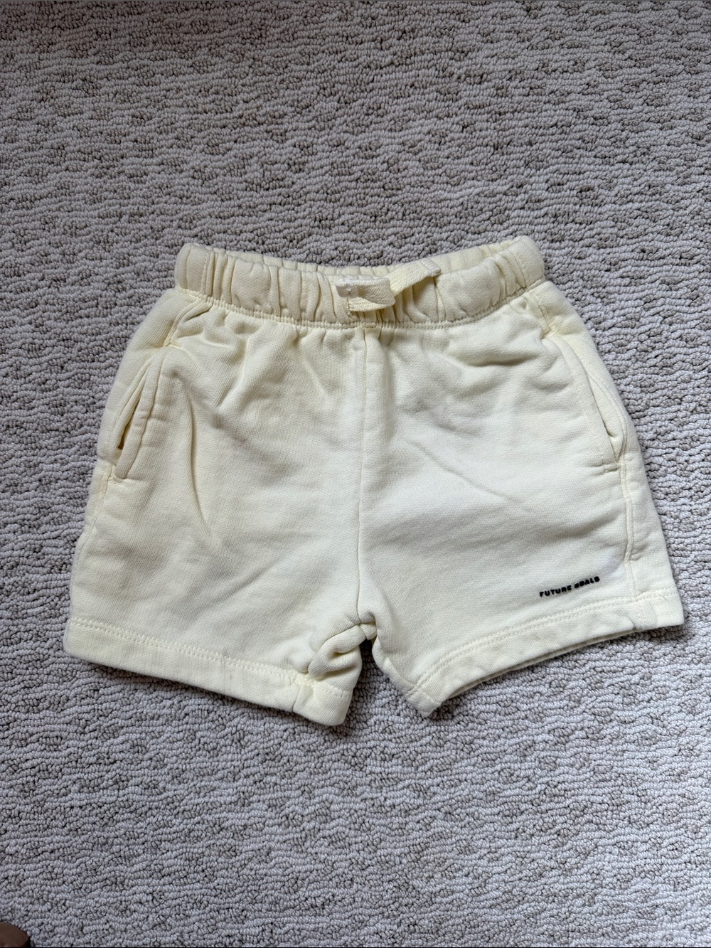 Zara Light Yellow Elastic Waist Terry Shorts